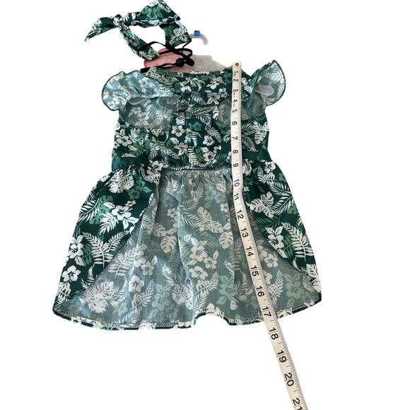 Play day Dog Sundress Floral Hair Bow Colorful Size Medium Green 2 Pc NWT - Picture 6 of 9